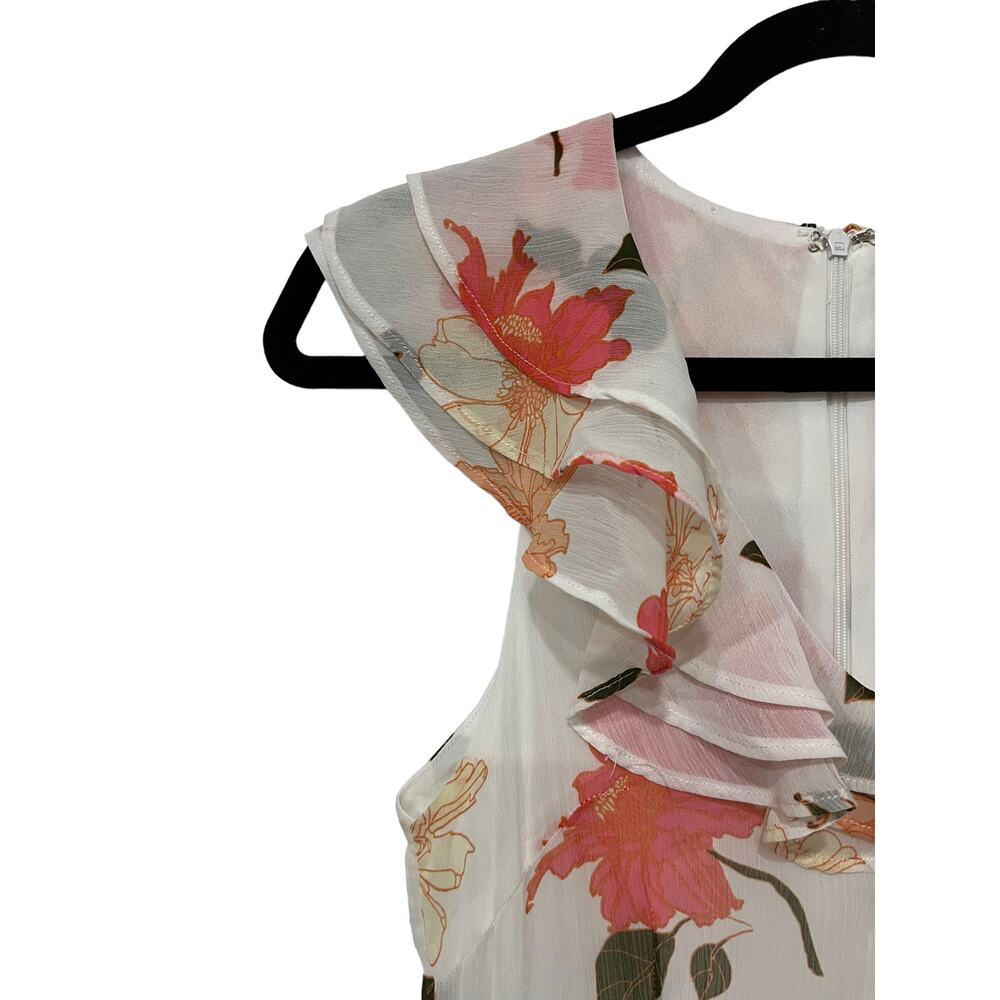 VICI Collection dress white floral print tiered chiffon - Picture 3 of 5